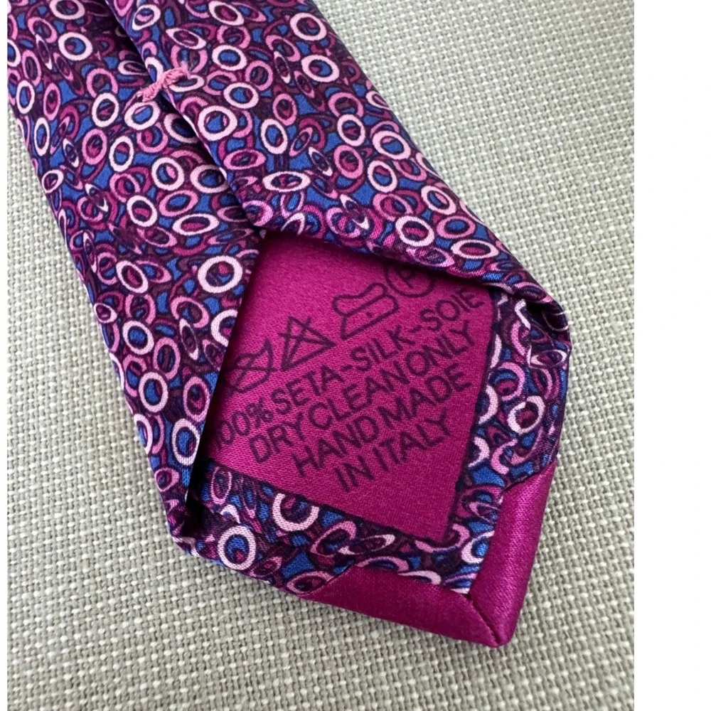 ITALO FERRETTI Silk Tie Purple/Pink/Blue‎ Circles